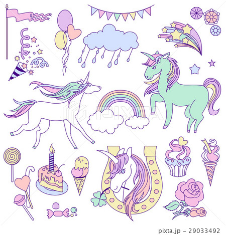 White and green unicorns with a purple mane on White and green unicorns with a purple mane on 29033492