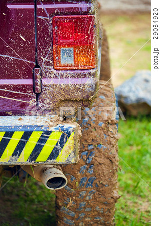 back headlight of the SUV in dirt 29034920