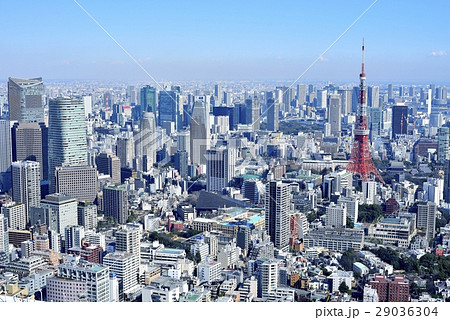 東京 都市風景 東京タワーの写真素材