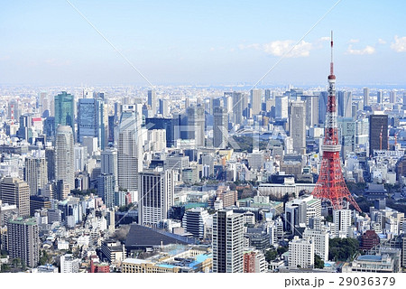 東京 都市風景 東京タワーの写真素材