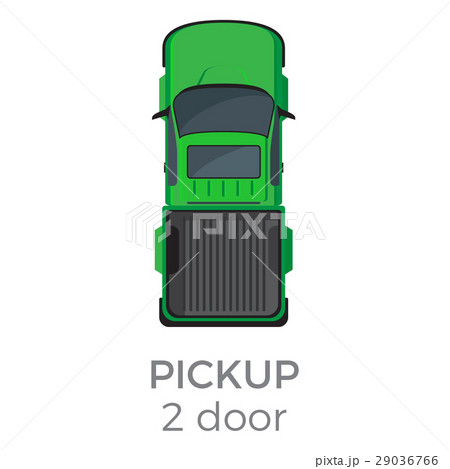 Two Door Pickup Top View Flat Vector Icon Two Door Pickup Top View Flat Vector Icon 29036766