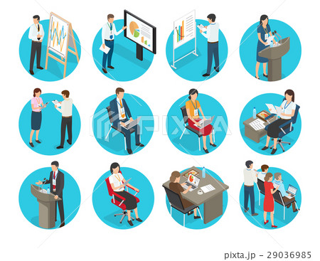 Set of Vector Business Icons with Office Workers 29036985