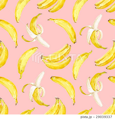 Watercolor Vector Banana Patternのイラスト素材