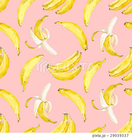 Watercolor Vector Banana Pattern Stock Illustration