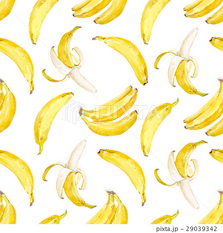 Watercolor Vector Banana Patternのイラスト素材