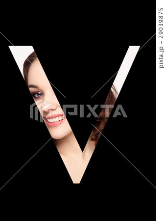 V letter beauty makeup girl creative fashion font 29039875