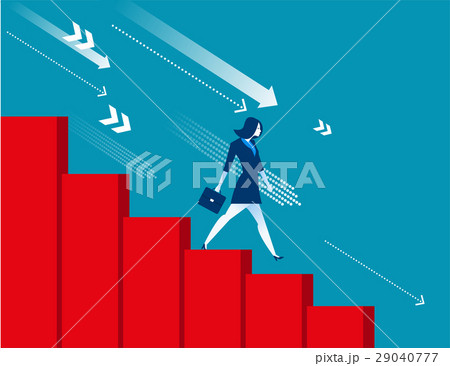 Businesswoman moving down  with economic recession 29040777