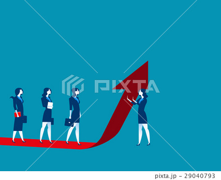 Businesswoman team moves up on the red arrow 29040793