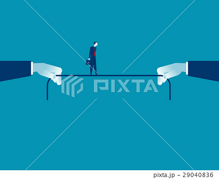Young brave rick businessman balancing on rope Young brave rick businessman balancing on rope 29040836