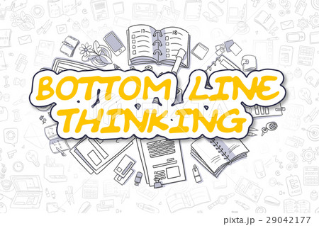 Bottom Line Thinking - Doodle Yellow Word 29042177