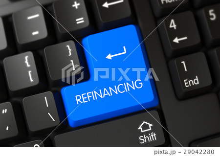 Refinancing CloseUp of Blue Keyboard Keypad. 3D. 29042280