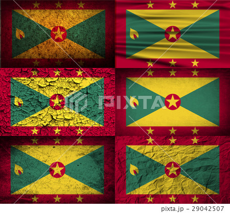 Set of six flags Grenada with old texture. Vector Set of six flags Grenada with old texture. Vector 29042507