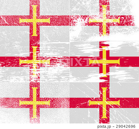 Set of six flags Guernsey with old texture. Vector 29042696