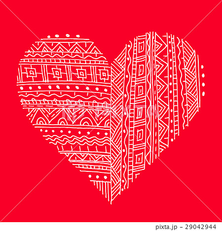 White abstract pattern heart on red background White abstract pattern heart on red background 29042944