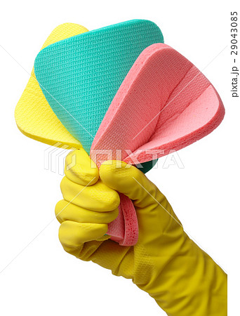 Few washing sponges in hand Few washing sponges in hand 29043085