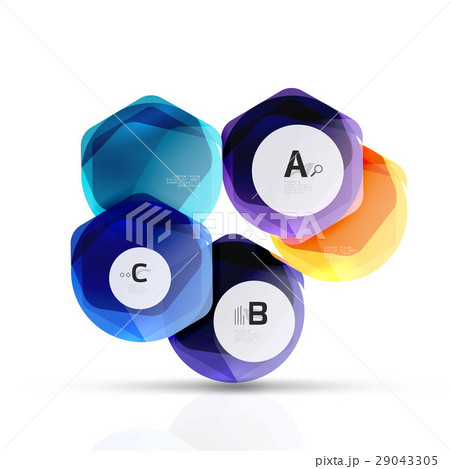 Glass glossy shiny hexagon web elements 29043305