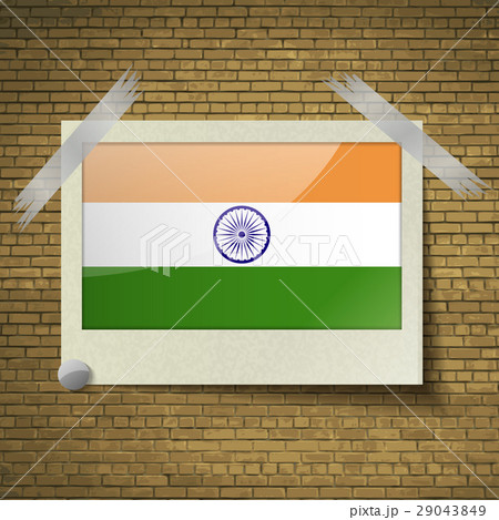 Flags India at frame on a brick background. Vector 29043849