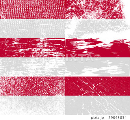 Set of six flags Indonesia with old texture. Vecto 29043854