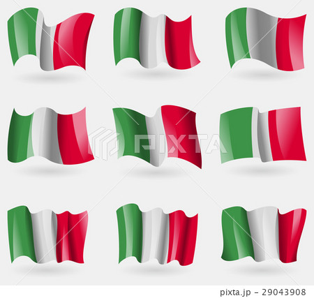 Set of Italy flags in the air. Vector 29043908