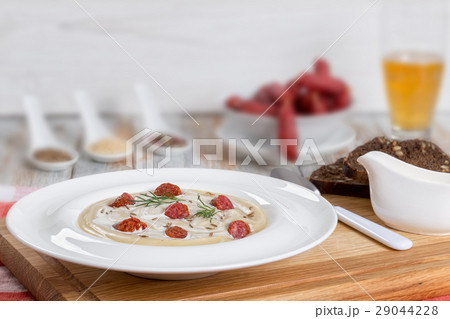 Beer and cream Soup with Kielbasa Sausage Beer and cream Soup with Kielbasa Sausage 29044228