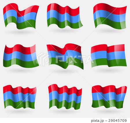 Set of Karelia flags in the air. Vector 29045709