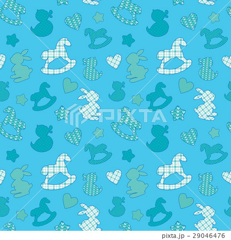 Seamless pattern with toys - horse, rabbit, duck 29046476