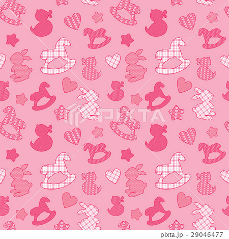 Seamless pattern with toys - horses, rabbits 29046477