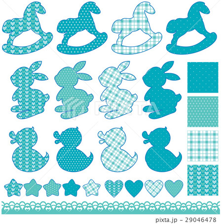 Set with toys - horses, rabbits, hearts and stars 29046478