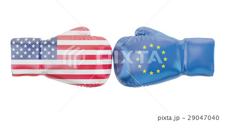 Boxing gloves with USA and EU flags 29047040