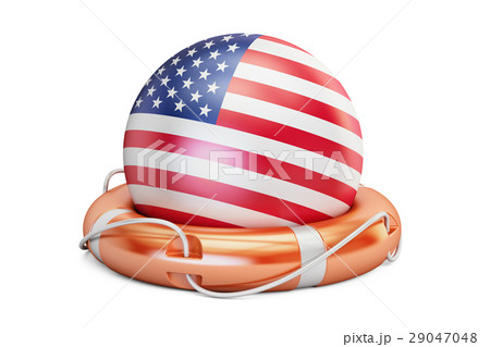 Lifebelt with USA flag, safe, help concept Lifebelt with USA flag, safe, help concept 29047048