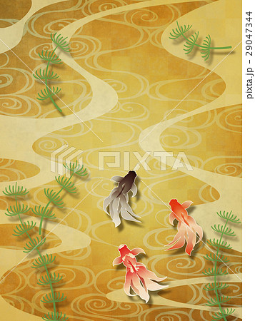 流水紋と金魚 29047344