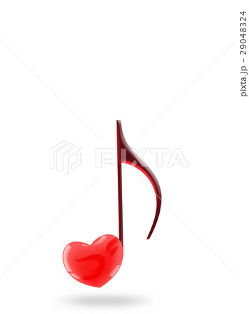 バレンタイン 音符 音楽 ハートのイラスト素材