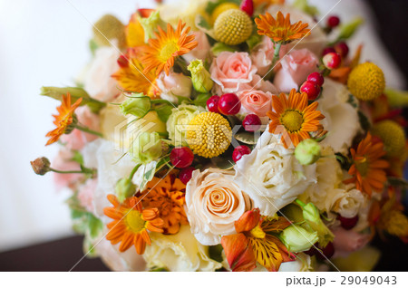 wedding bouquet with roses Warm shade 29049043