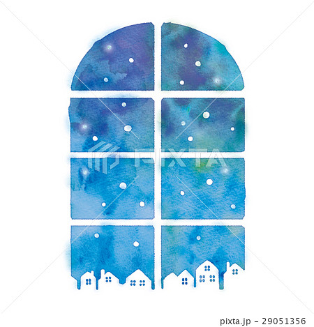 冬の窓のイラストのイラスト素材