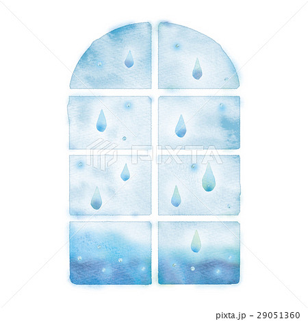 雨の窓のイラストのイラスト素材
