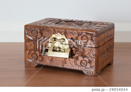 Very old wooden chest with simple lock Very old wooden chest with simple lock 29054034