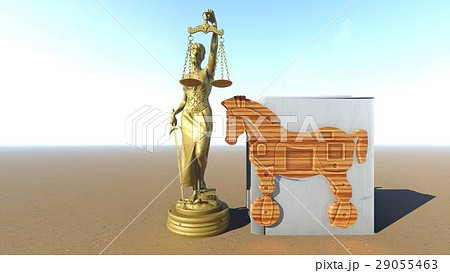 Trojan horse and computer. Law conception. 3d Trojan horse and computer. Law conception. 3d 29055463