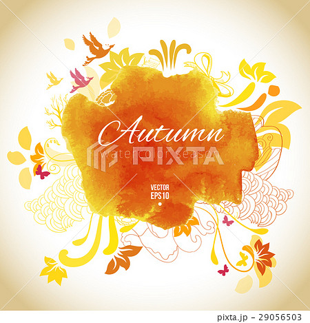 Autumn artistic abstract sketch watercolor label 29056503