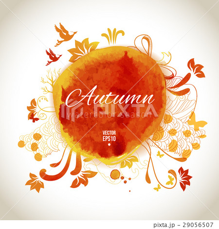 Autumn artistic hand drawing watercolor label Autumn artistic hand drawing watercolor label 29056507