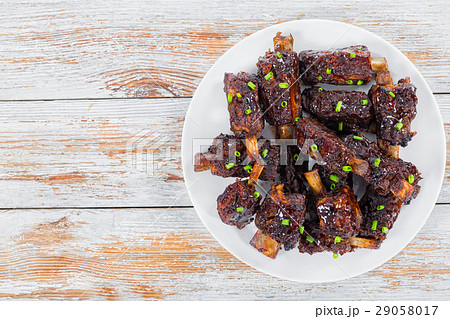 fried sticky ribs marinated in soy sauce 29058017