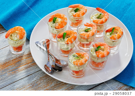 Cocktail Shrimp Shooters with mayonnaise sauce Cocktail Shrimp Shooters with mayonnaise sauce 29058037
