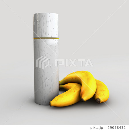 Juice bottle with banane, 3d Illustration 29058432