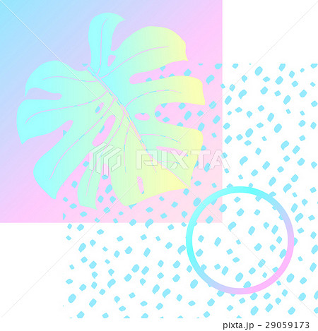 Geometric Poster Monstera Memphis In Vaporwaveのイラスト素材