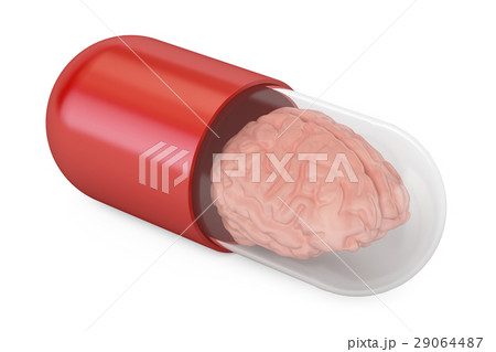 Pill Capsule with Brain, 3D rendering Pill Capsule with Brain, 3D rendering 29064487