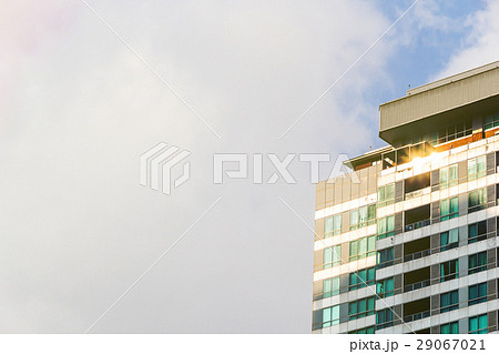 Modern apartment buildings blue sky white cloud Modern apartment buildings blue sky white cloud 29067021