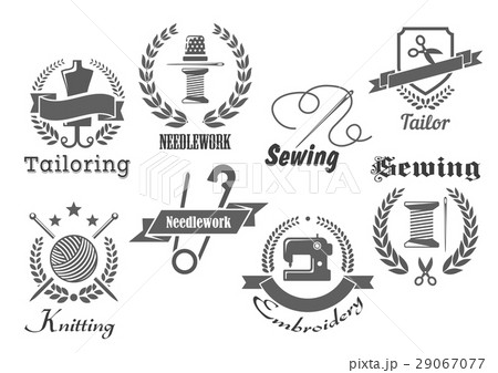 Sewing, embroidery and tailoring vector icons set 29067077
