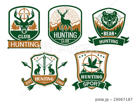 Hunting club vector icons or badges set Hunting club vector icons or badges set 29067187