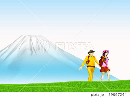 富士山を背景にトレッキング中の夫婦 富士山を背景にトレッキング中の夫婦 29067244