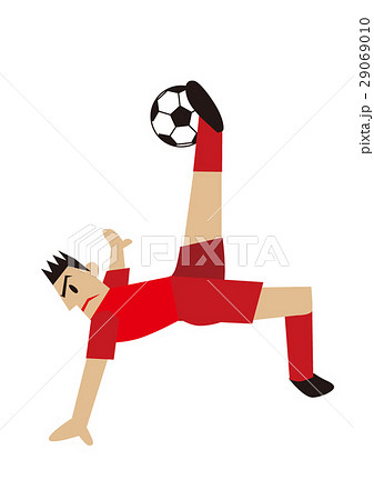 オーバーヘッドキックするサッカー選手 フットボールのイラスト素材