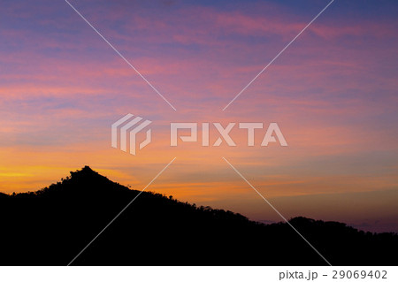 mountain siluate on twilight sky after sunset 29069402